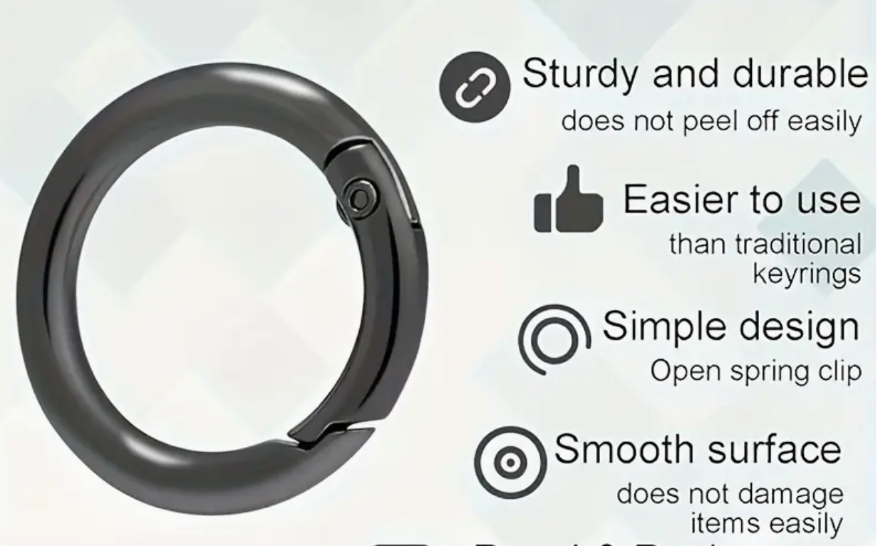 Metal spring ring keychain accessories, round can be closed DIY accessories, bags, hanging buckle accessories