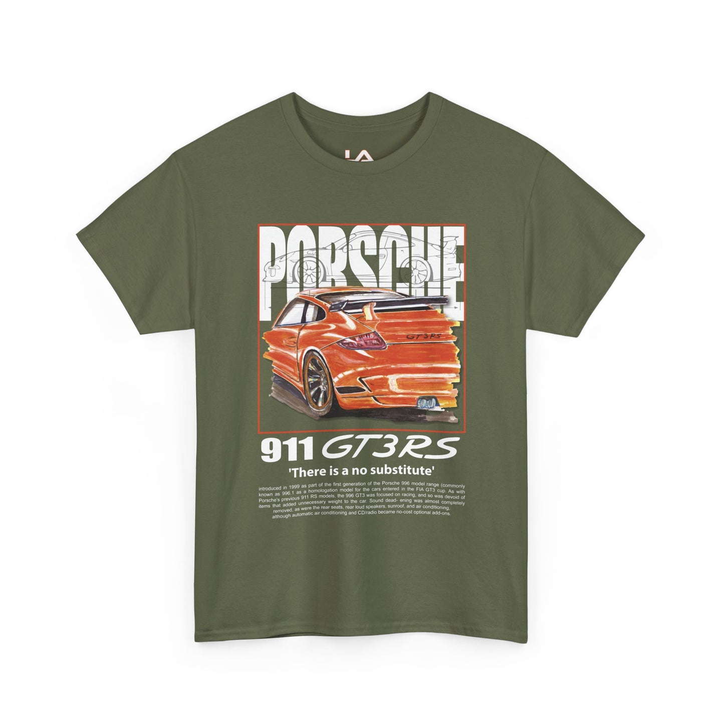 Hand Drawing Porsche 911 GT3 RS Tee — Vintage Racing Car Graphic T-Shirt