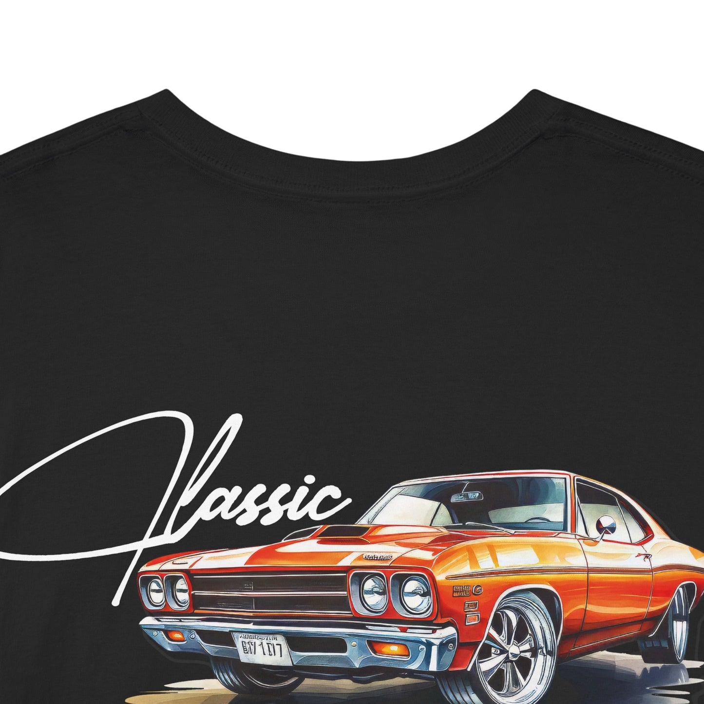 Classic Muscle Car Tee — Retro Orange 1970s Chevelle Graphic T-Shirt