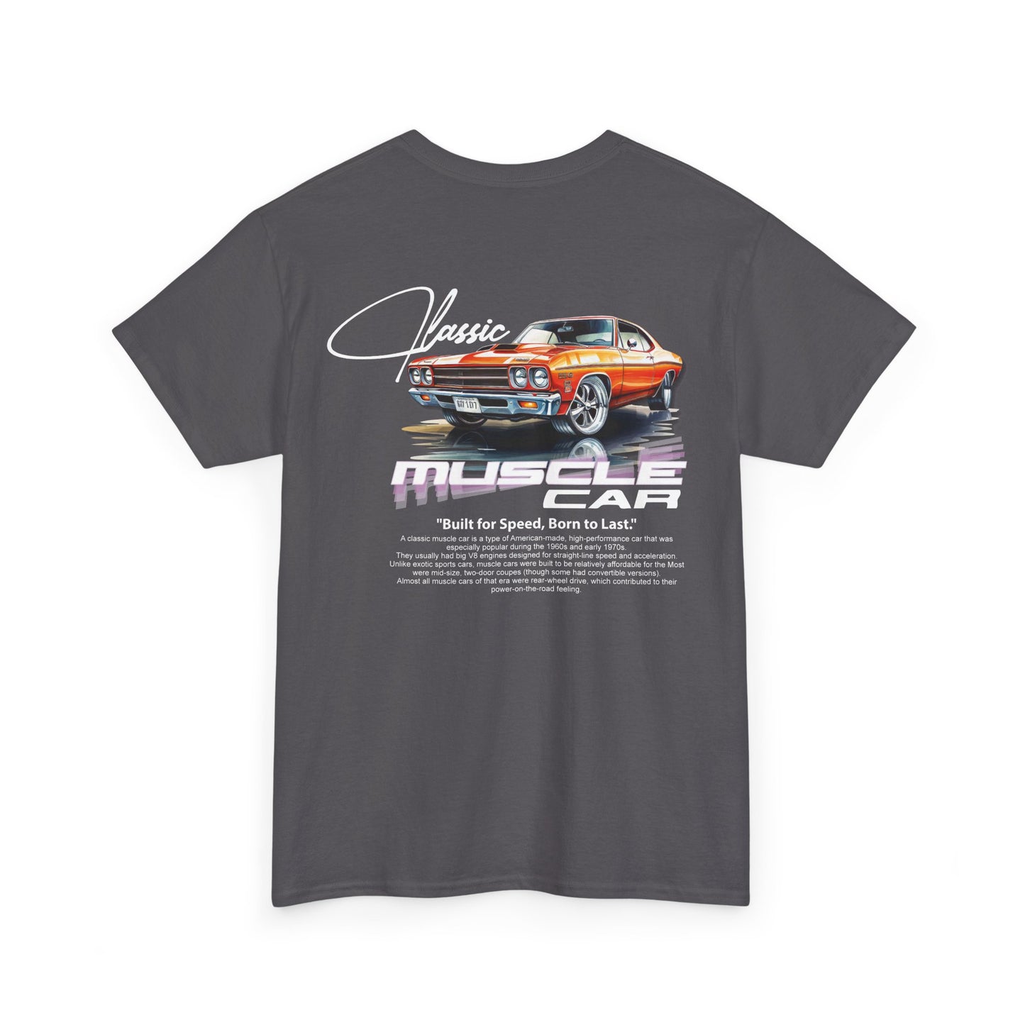 Classic Muscle Car Tee — Retro Orange 1970s Chevelle Graphic T-Shirt