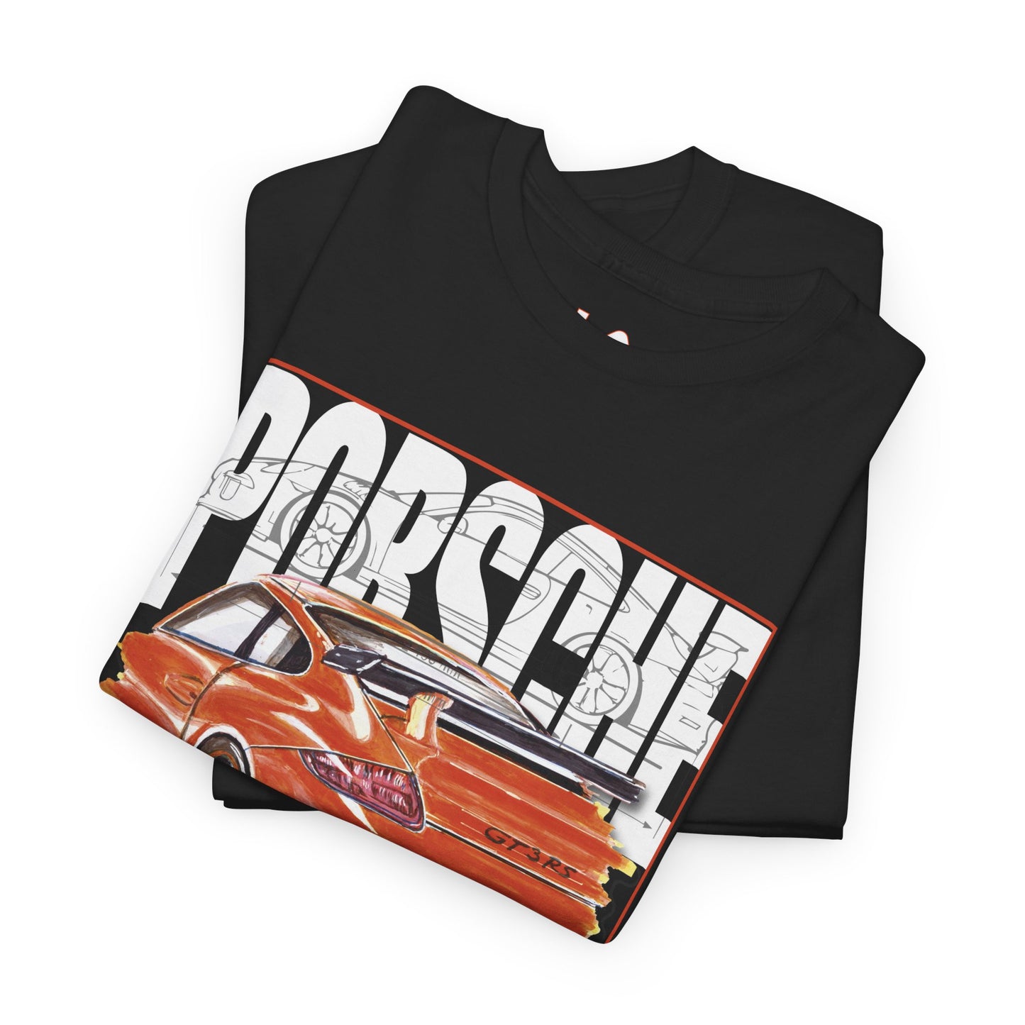 Hand Drawing Porsche 911 GT3 RS Tee — Vintage Racing Car Graphic T-Shirt