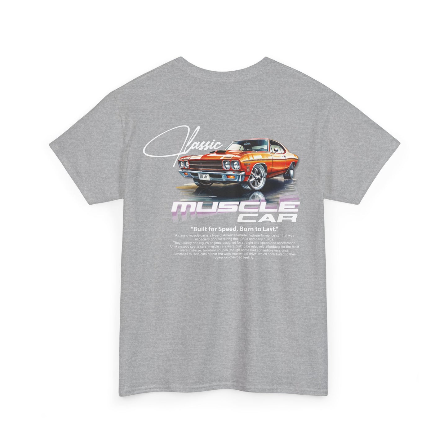 Classic Muscle Car Tee — Retro Orange 1970s Chevelle Graphic T-Shirt