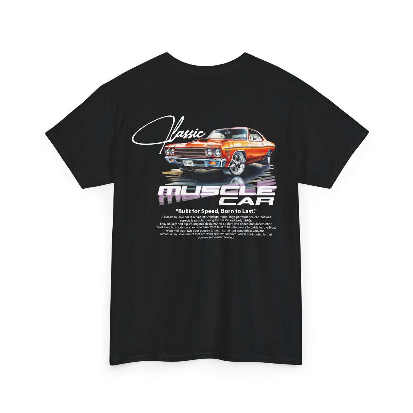 Classic Muscle Car Tee — Retro Orange 1970s Chevelle Graphic T-Shirt