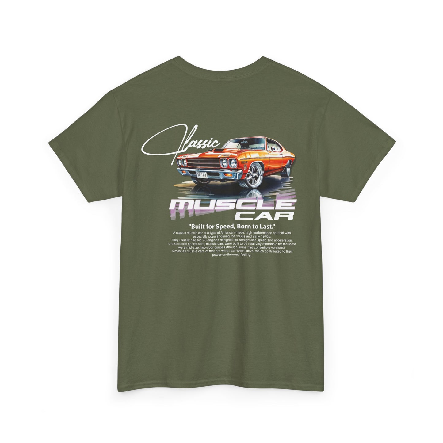 Classic Muscle Car Tee — Retro Orange 1970s Chevelle Graphic T-Shirt