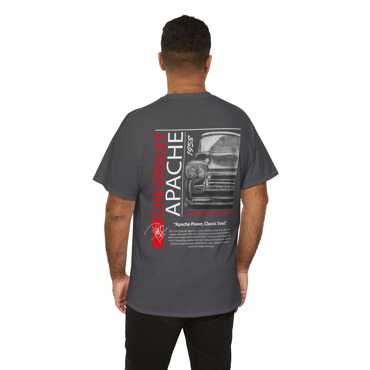 Hand Drawing Chevrolet Apache 1958 Tee — Vintage Truck Graphic T-Shirt