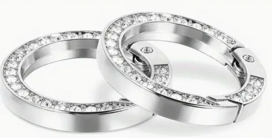 Sparkling Durable Rhinestone Spring Rings, Zinc Alloy O-Shaped Snap