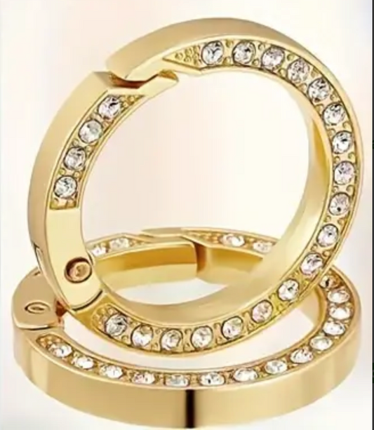Sparkling Durable Rhinestone Spring Rings, Zinc Alloy O-Shaped Snap