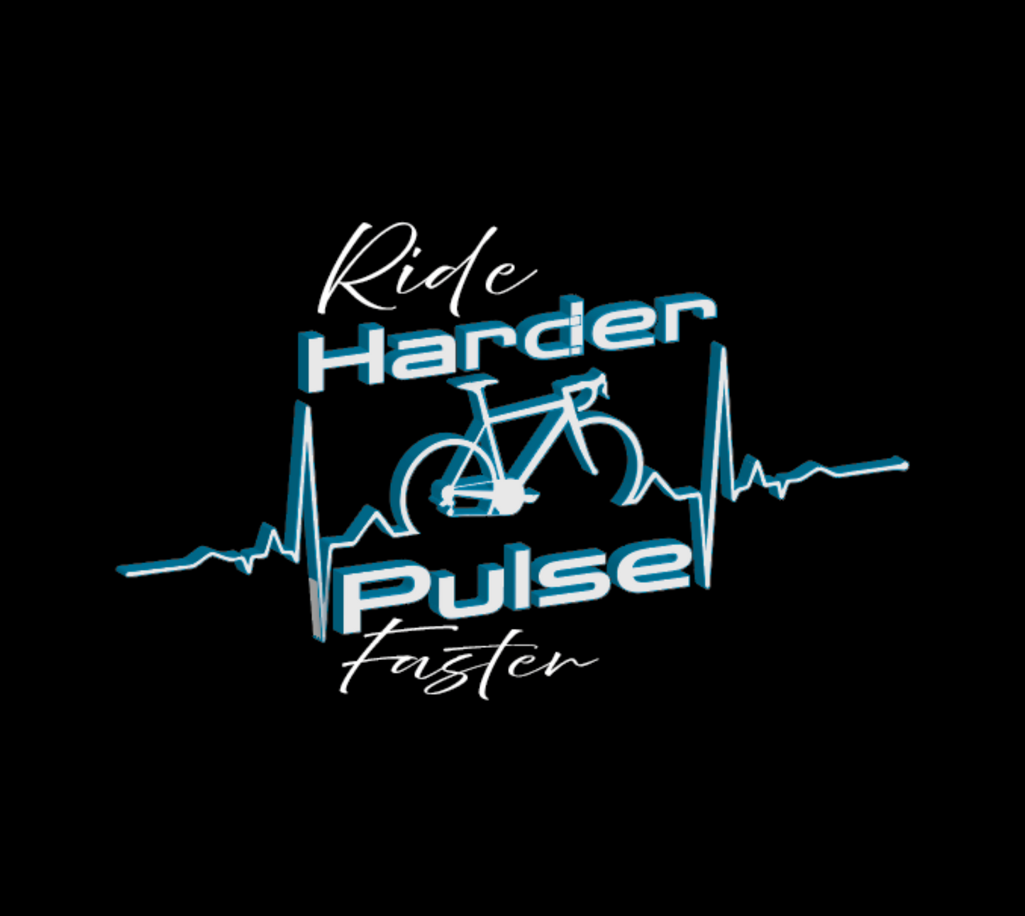 Ride Harder Pulse Bike T‑Shirt — Cycling Heartbeat Graphic Tee